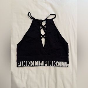 NEW Victoria's Secret PINK cool and comfy black strappy sports bralette size S